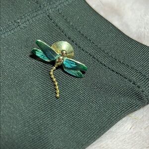Avon Green and Gold Dragonfly Brooch